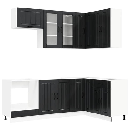 vidaXL Kitchen Unit LUCCA 8 pcs Black Engineered Wood 2