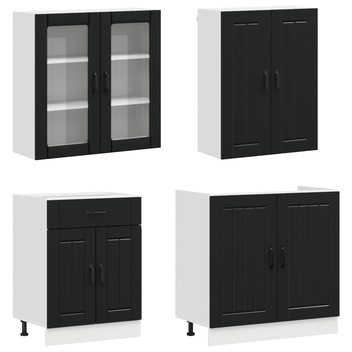 vidaXL Kitchen Unit LUCCA 8 pcs Black Engineered Wood 3