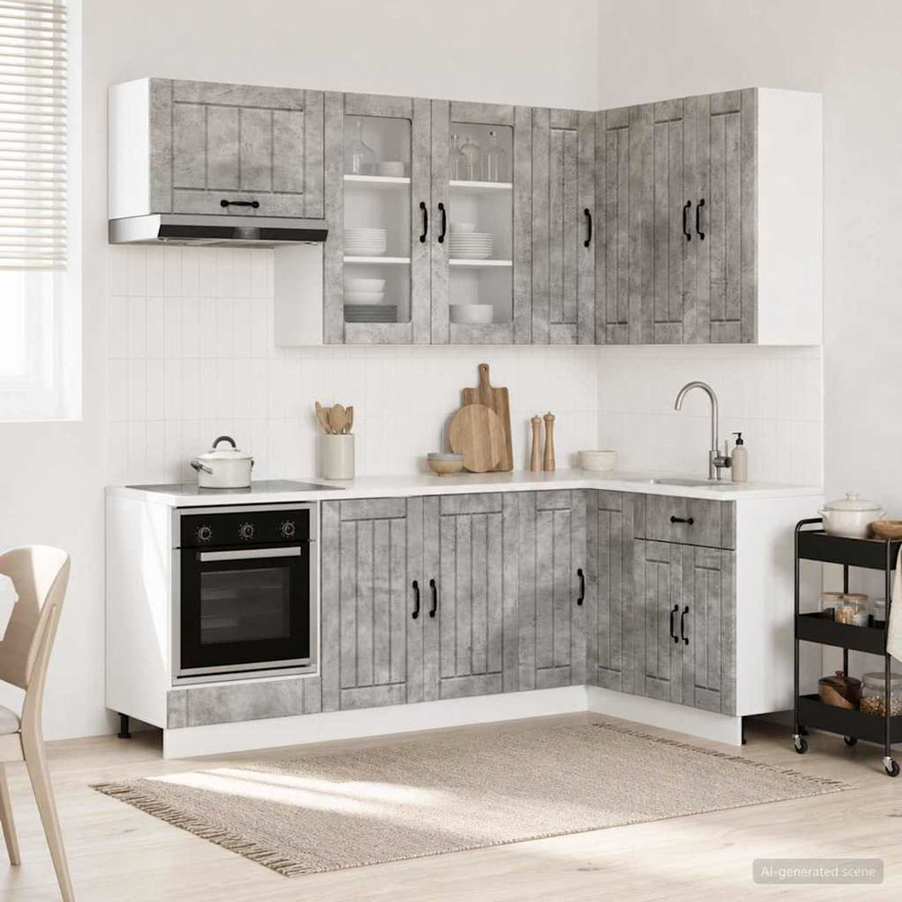 vidaXL Kitchen Unit LUCCA 8 pcs Concrete Grey Engineered Wood