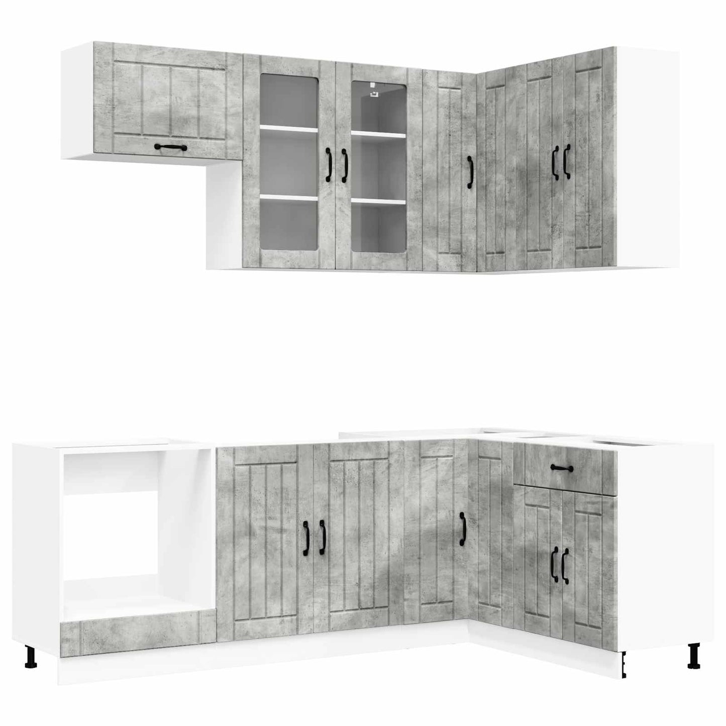 vidaXL Kitchen Unit LUCCA 8 pcs Concrete Grey Engineered Wood 2