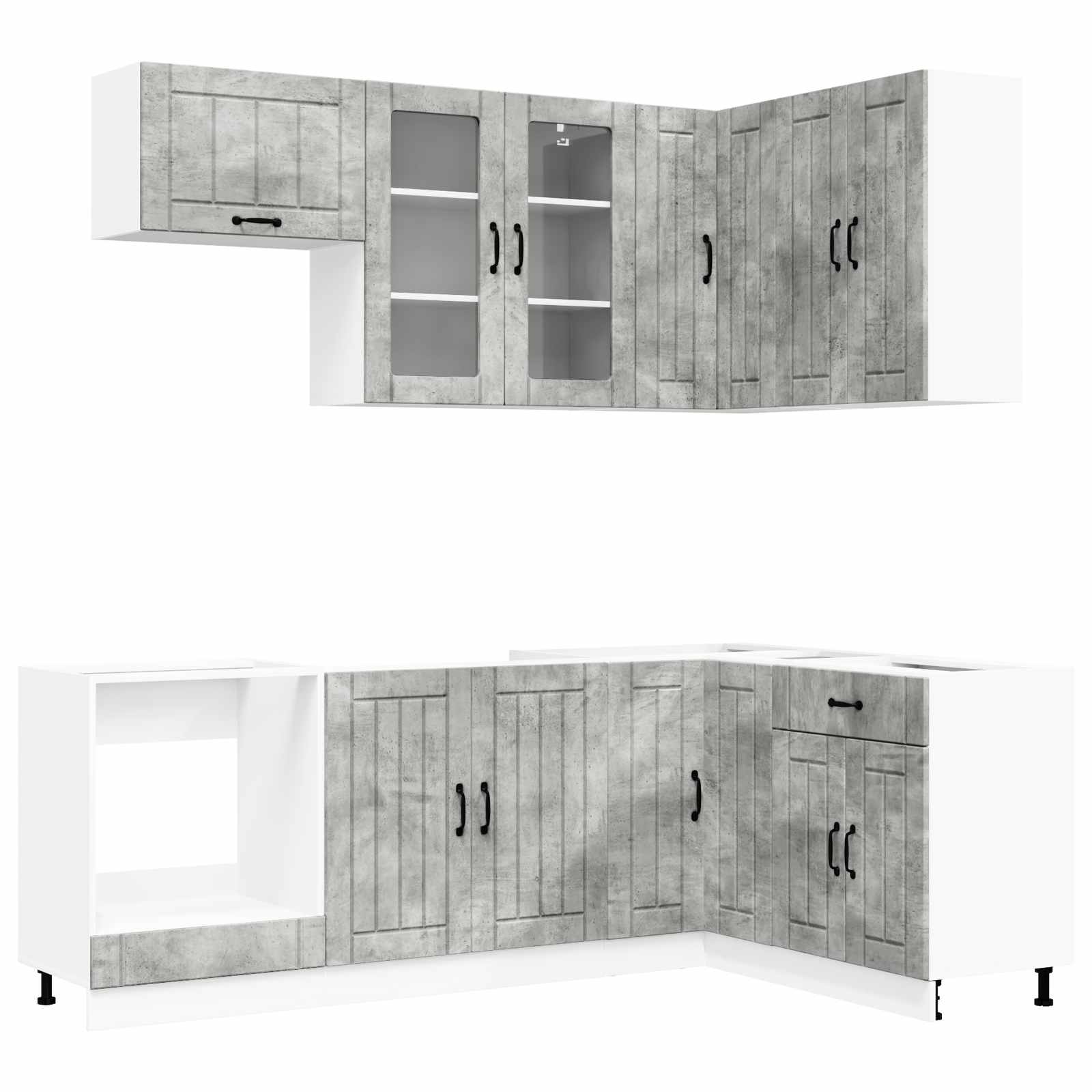 vidaXL Kitchen Unit LUCCA 8 pcs Concrete Grey Engineered Wood 2