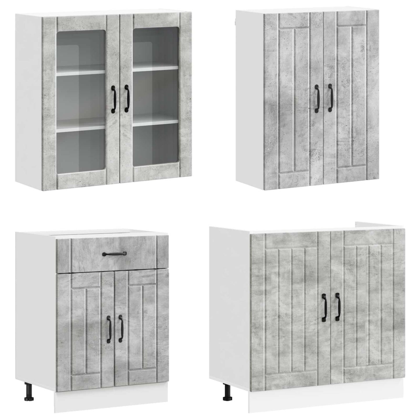 vidaXL Kitchen Unit LUCCA 8 pcs Concrete Grey Engineered Wood 3
