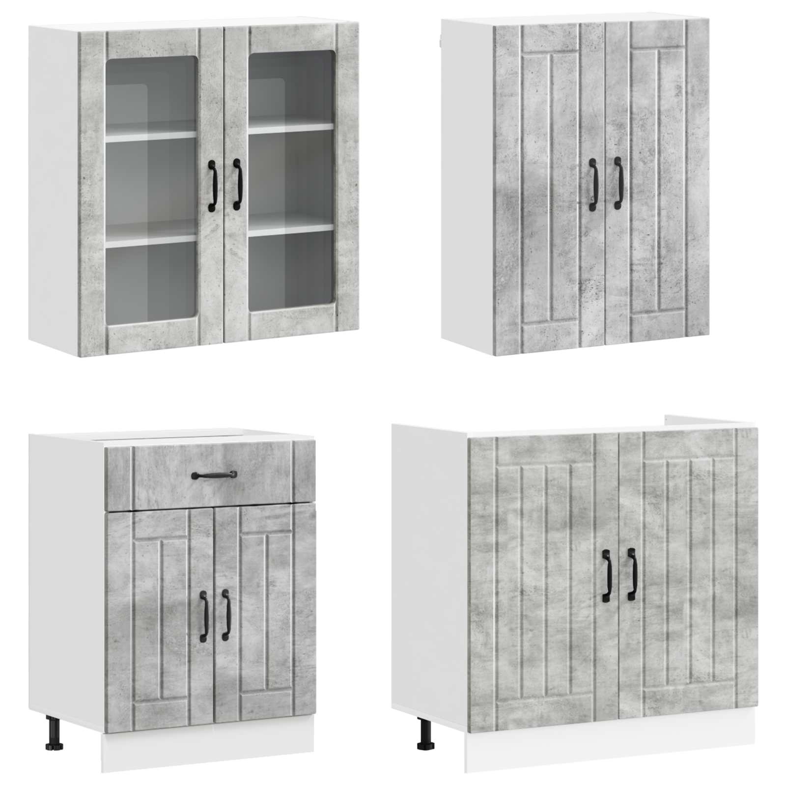 vidaXL Kitchen Unit LUCCA 8 pcs Concrete Grey Engineered Wood 3