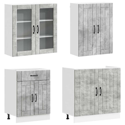 vidaXL Kitchen Unit LUCCA 8 pcs Concrete Grey Engineered Wood 3