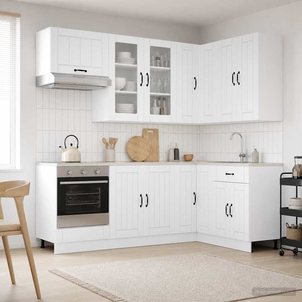 vidaXL Kitchen Unit LUCCA 8 pcs High Gloss White Engineered Wood 1