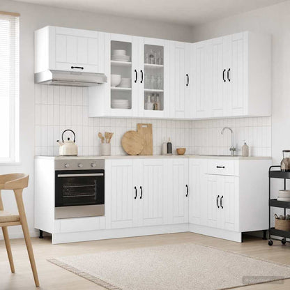 vidaXL Kitchen Unit LUCCA 8 pcs High Gloss White Engineered Wood 1