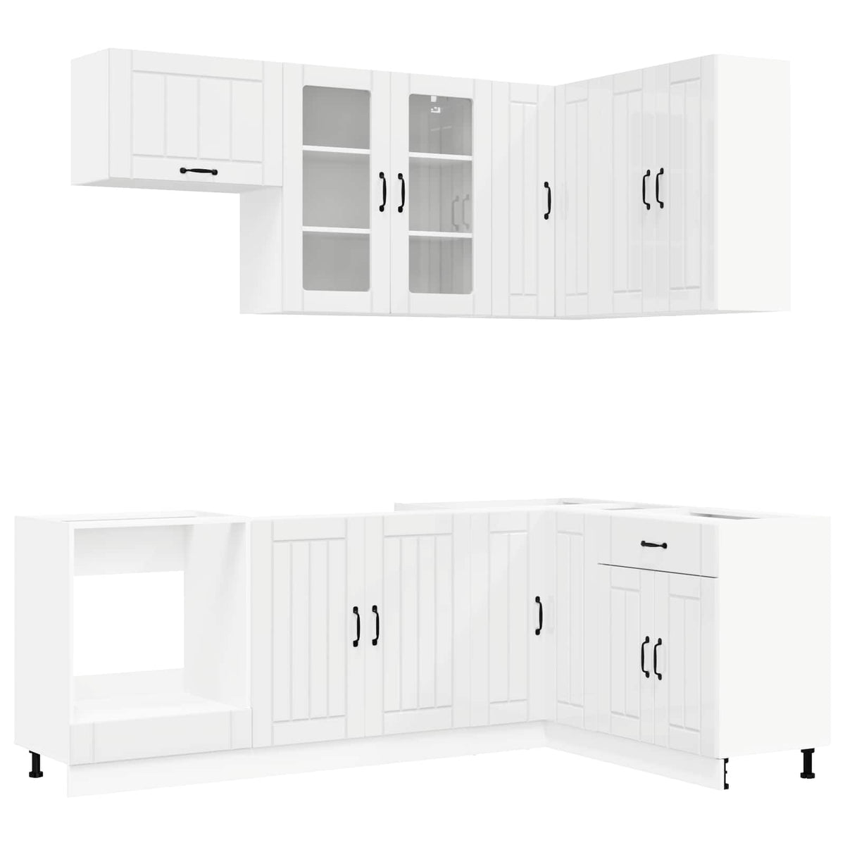 vidaXL Kitchen Unit LUCCA 8 pcs High Gloss White Engineered Wood 2