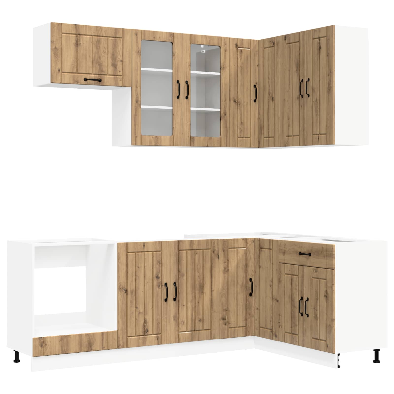 vidaXL Kitchen Unit LUCCA 8 pcs Artisan Oak Engineered Wood 2