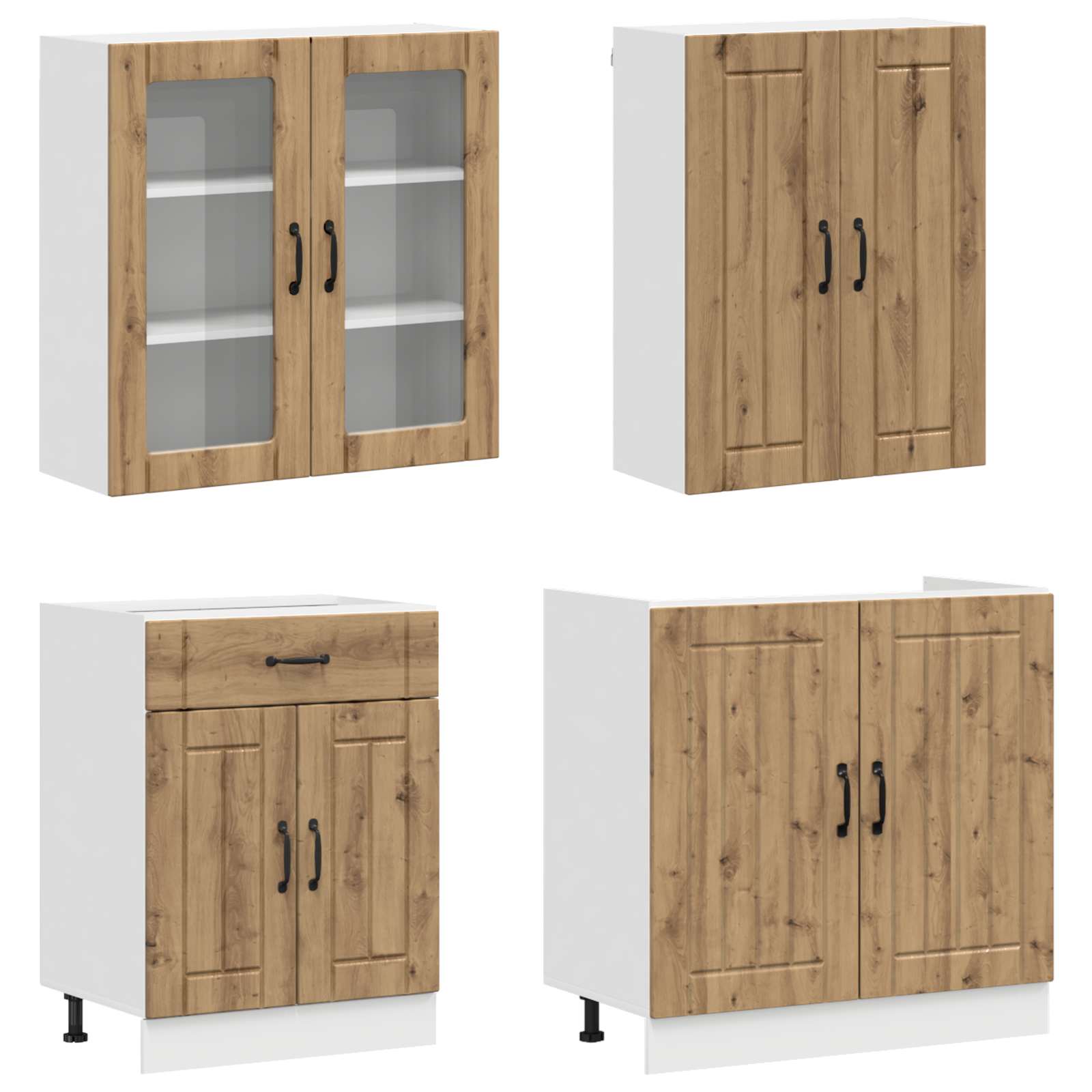 vidaXL Kitchen Unit LUCCA 8 pcs Artisan Oak Engineered Wood 3