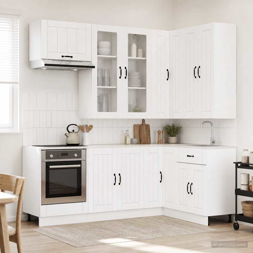 vidaXL Kitchen Unit LUCCA 8 pcs White Engineered Wood 1