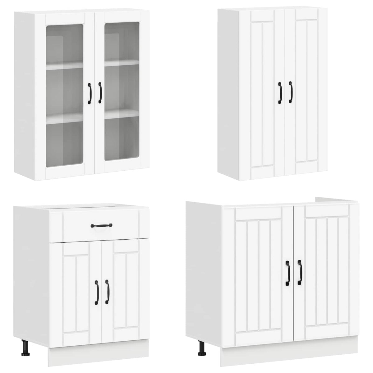 vidaXL Kitchen Unit LUCCA 8 pcs White Engineered Wood 3