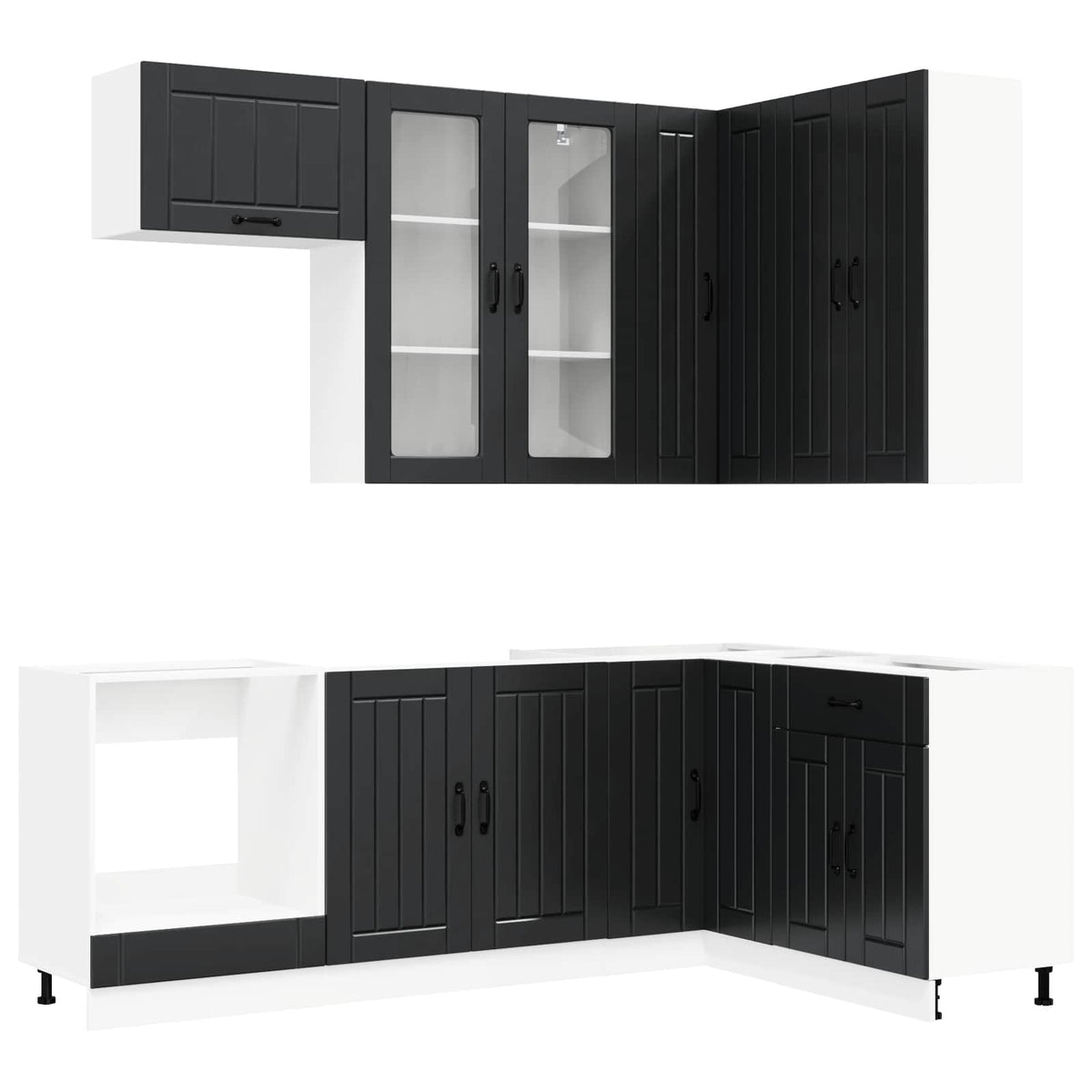 vidaXL Kitchen Unit LUCCA 8 pcs Black Engineered Wood 2