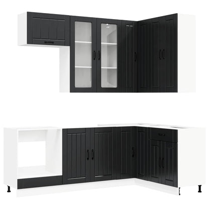 vidaXL Kitchen Unit LUCCA 8 pcs Black Engineered Wood 2