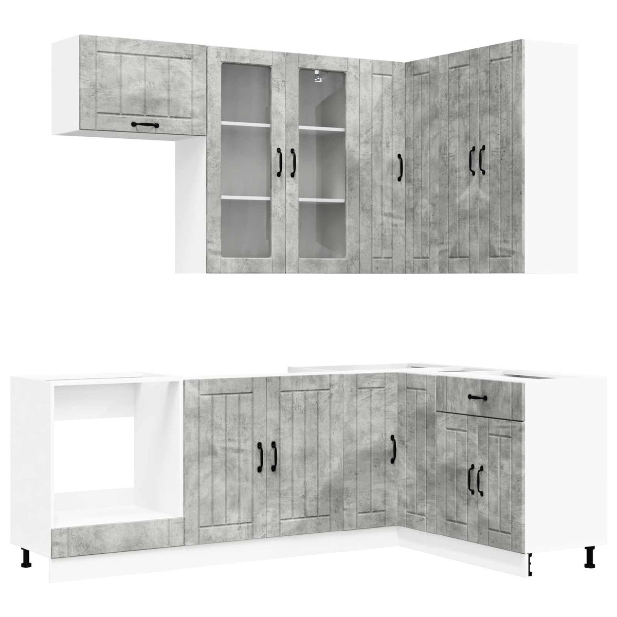 vidaXL Kitchen Unit LUCCA 8 pcs Concrete Grey Engineered Wood 2