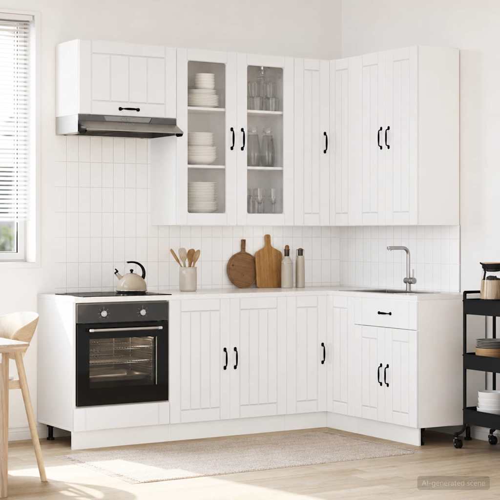 vidaXL Kitchen Unit LUCCA 8 pcs High Gloss White Engineered Wood 1