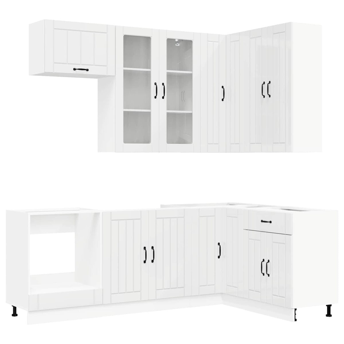 vidaXL Kitchen Unit LUCCA 8 pcs High Gloss White Engineered Wood 2