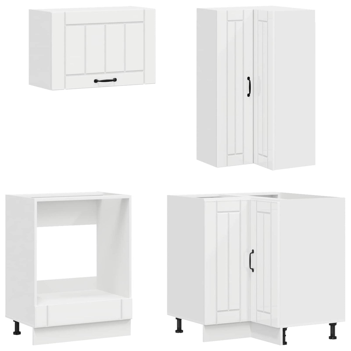 vidaXL Kitchen Unit LUCCA 8 pcs High Gloss White Engineered Wood 4