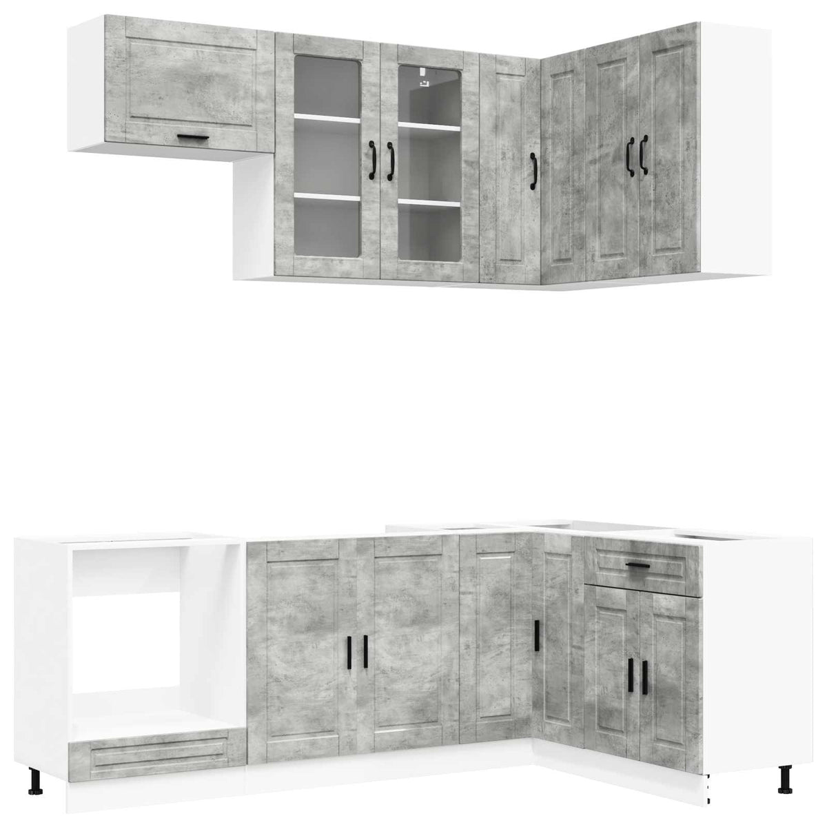 Kitchen Unit PORTO 8 pcs Engineered Wood Concrete grey 80 cm