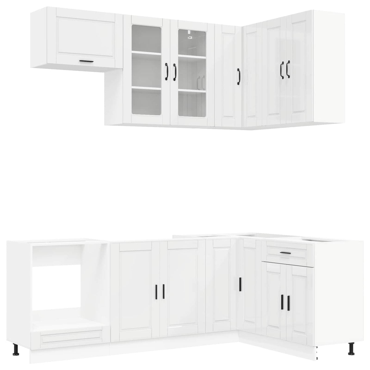 vidaXL Kitchen Unit PORTO 8 pcs High Gloss White Engineered Wood 2