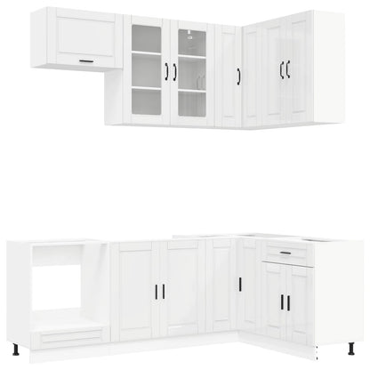 vidaXL Kitchen Unit PORTO 8 pcs High Gloss White Engineered Wood 2
