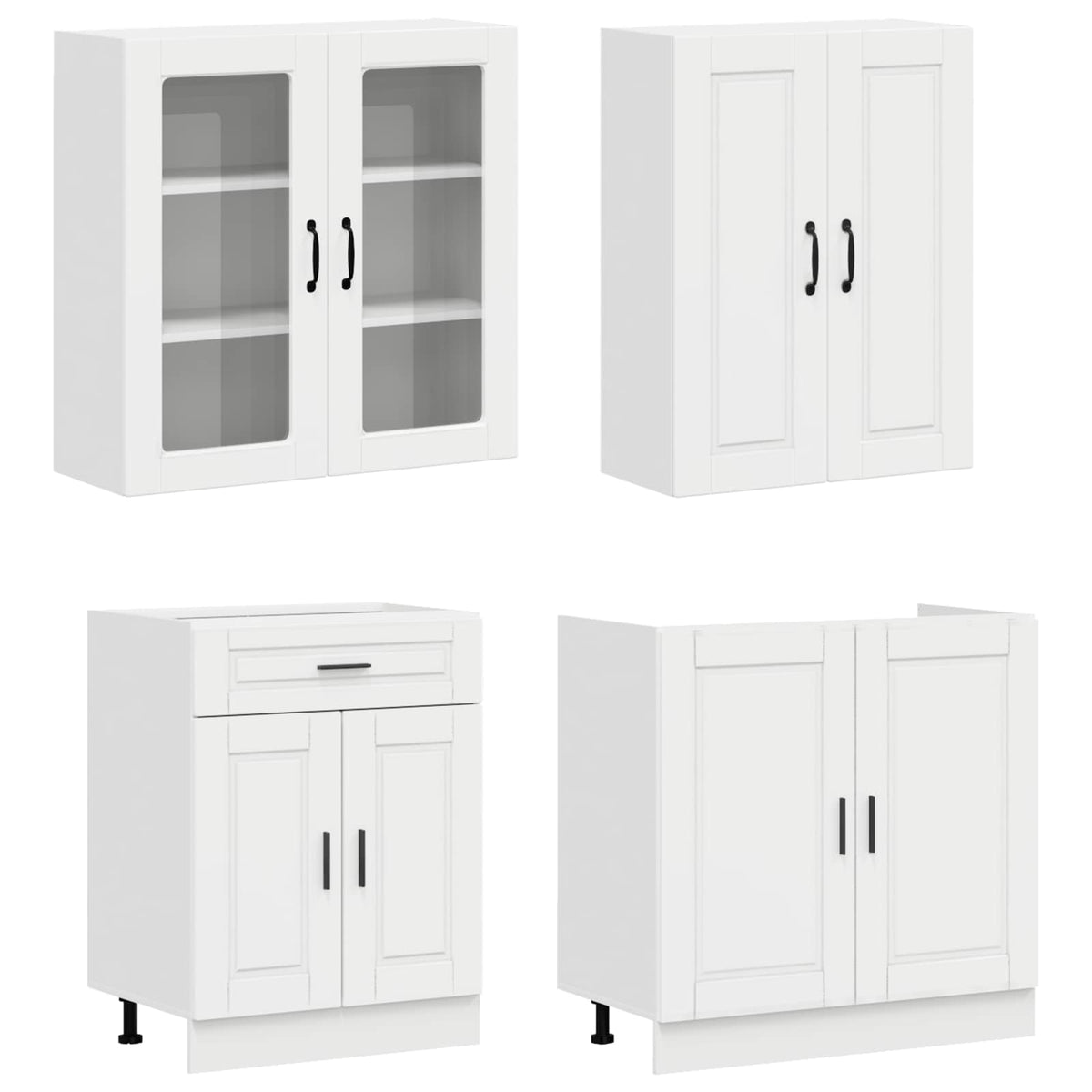 vidaXL Kitchen Unit PORTO 8 pcs High Gloss White Engineered Wood 3