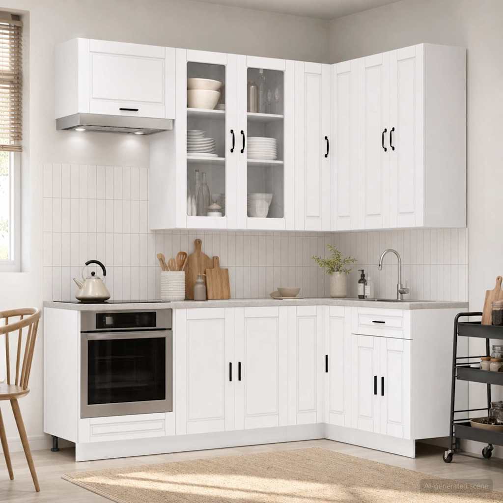 vidaXL Kitchen Unit PORTO 8 pcs White Engineered Wood 1