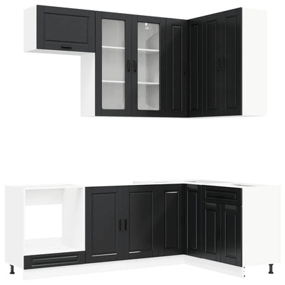 vidaXL Kitchen Unit PORTO 8 pcs Black Engineered Wood 2