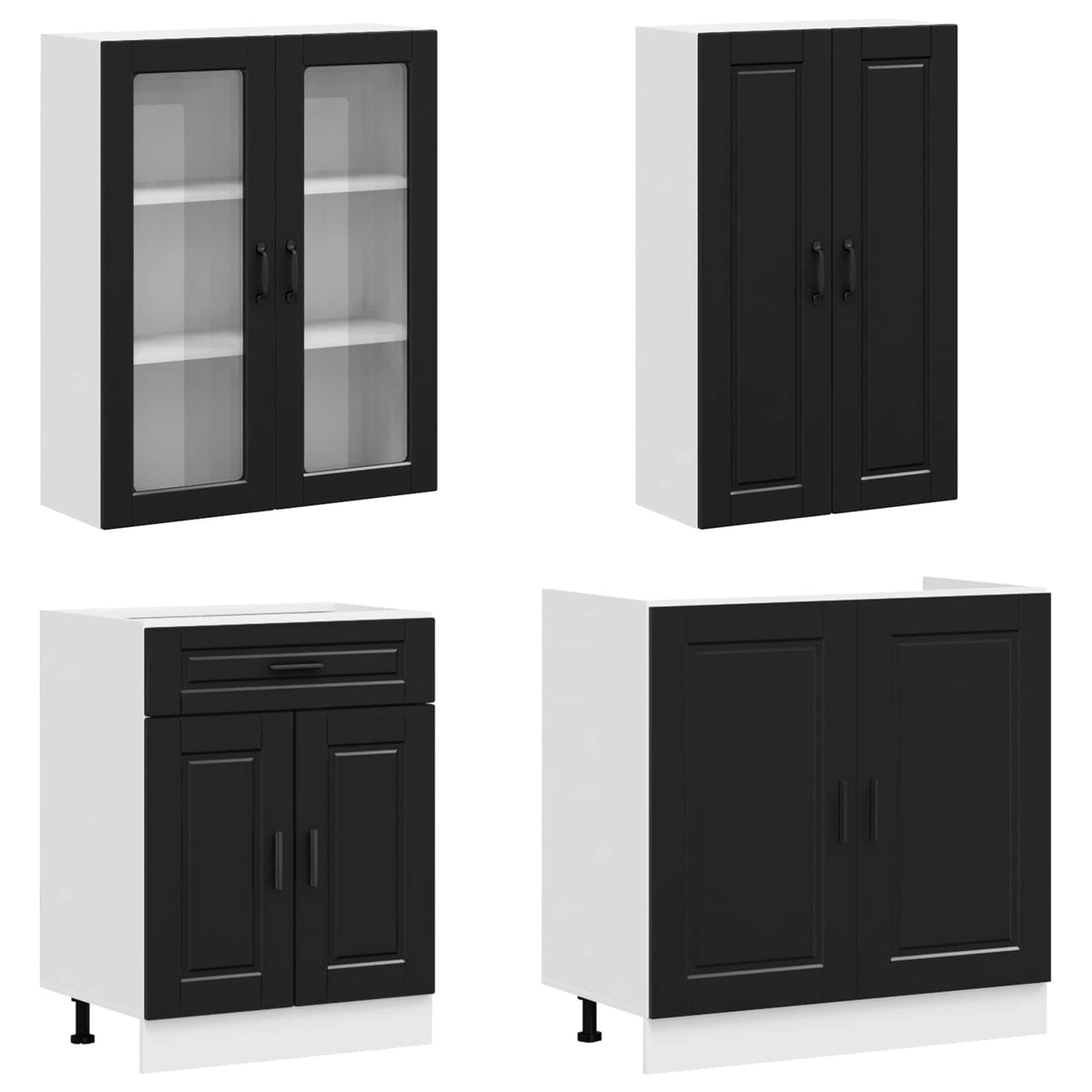 vidaXL Kitchen Unit PORTO 8 pcs Black Engineered Wood 3