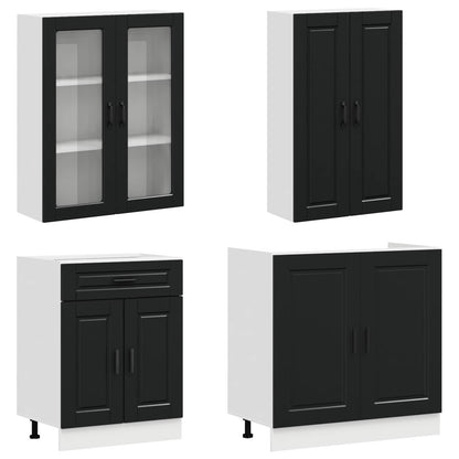 vidaXL Kitchen Unit PORTO 8 pcs Black Engineered Wood 3