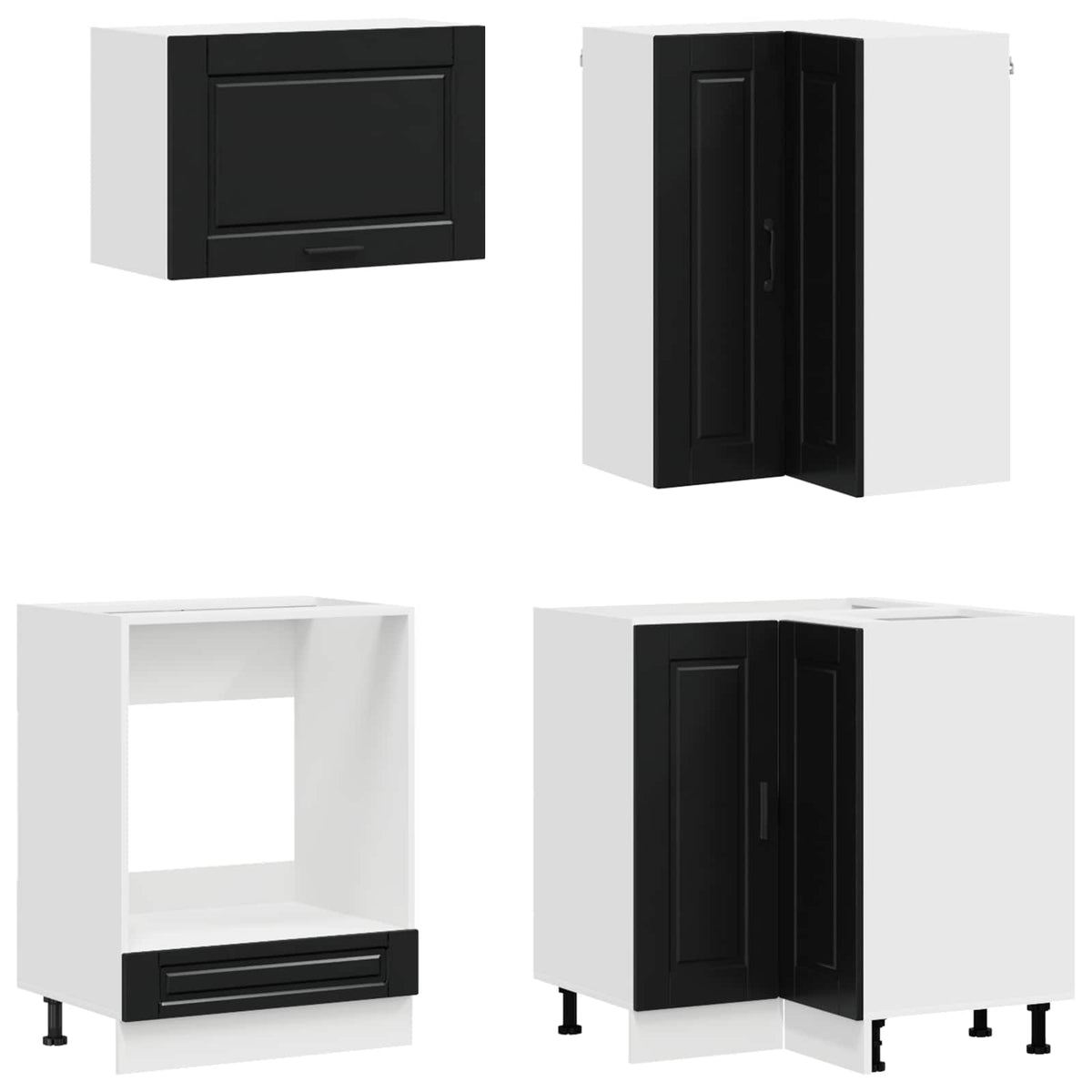 vidaXL Kitchen Unit PORTO 8 pcs Black Engineered Wood 4