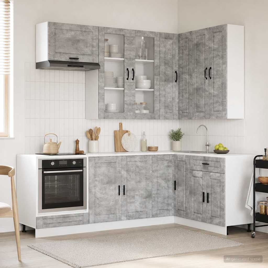vidaXL Kitchen Unit PORTO 8 pcs Concrete Grey Engineered Wood 1