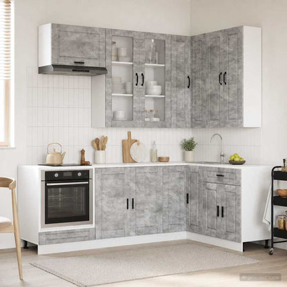 vidaXL Kitchen Unit PORTO 8 pcs Concrete Grey Engineered Wood 1