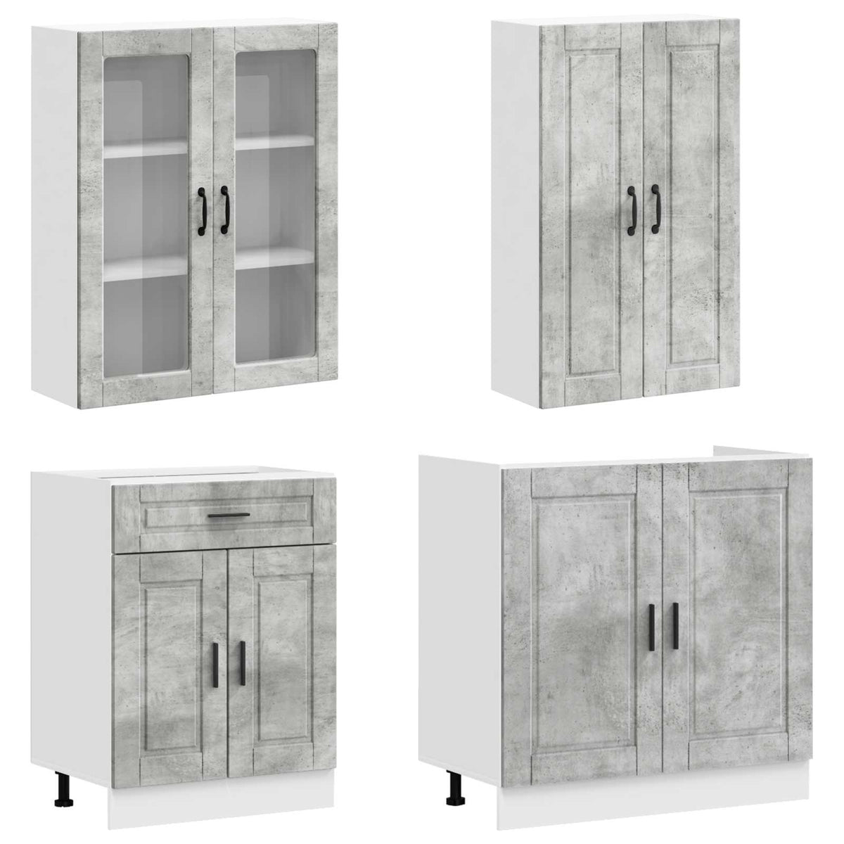 vidaXL Kitchen Unit PORTO 8 pcs Concrete Grey Engineered Wood 3