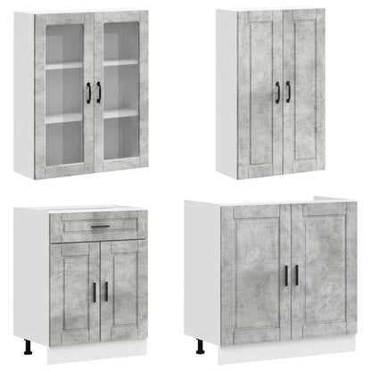 vidaXL Kitchen Unit PORTO 8 pcs Concrete Grey Engineered Wood 3
