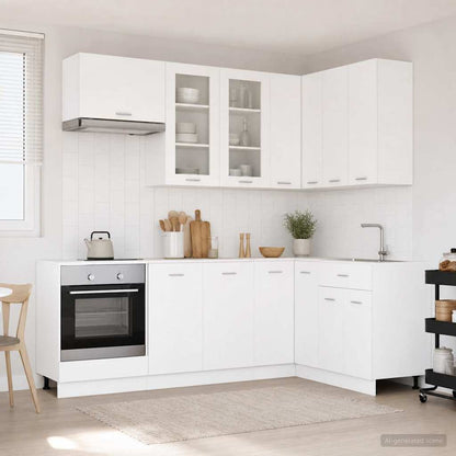 vidaXL Kitchen Unit LYON 8 pcs White Engineered Wood 1