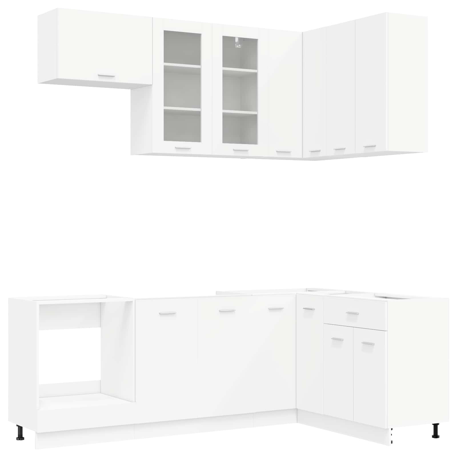 vidaXL Kitchen Unit LYON 8 pcs White Engineered Wood 2