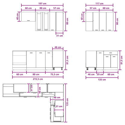 vidaXL Kitchen Unit LYON 8 pcs Sonoma Oak Engineered Wood 6