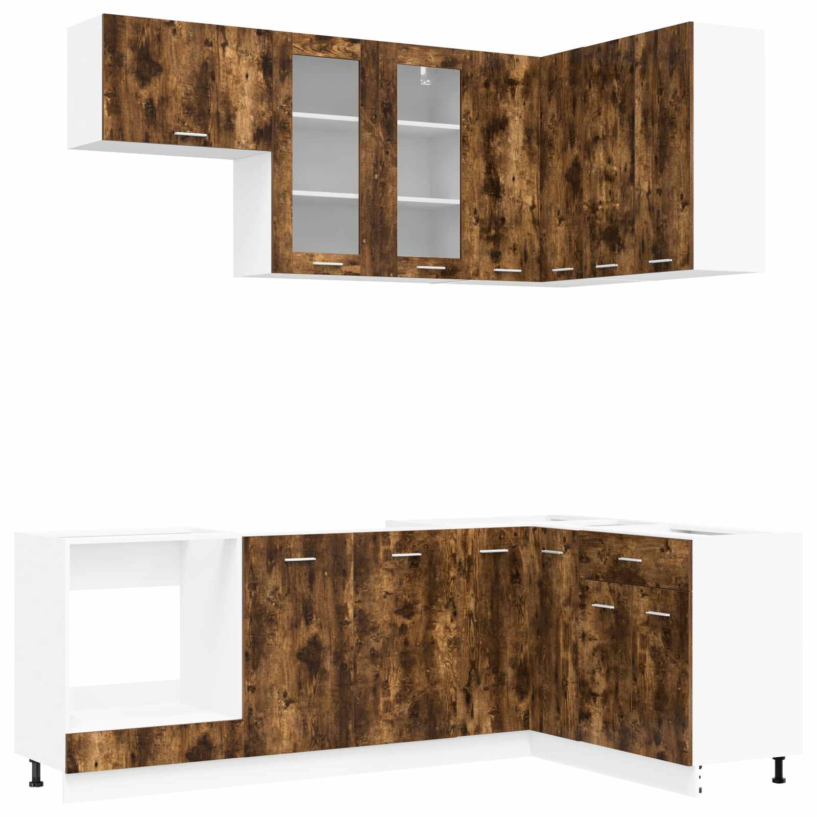 vidaXL Kitchen Unit LYON 8 pcs Smoked Oak Engineered Wood 2