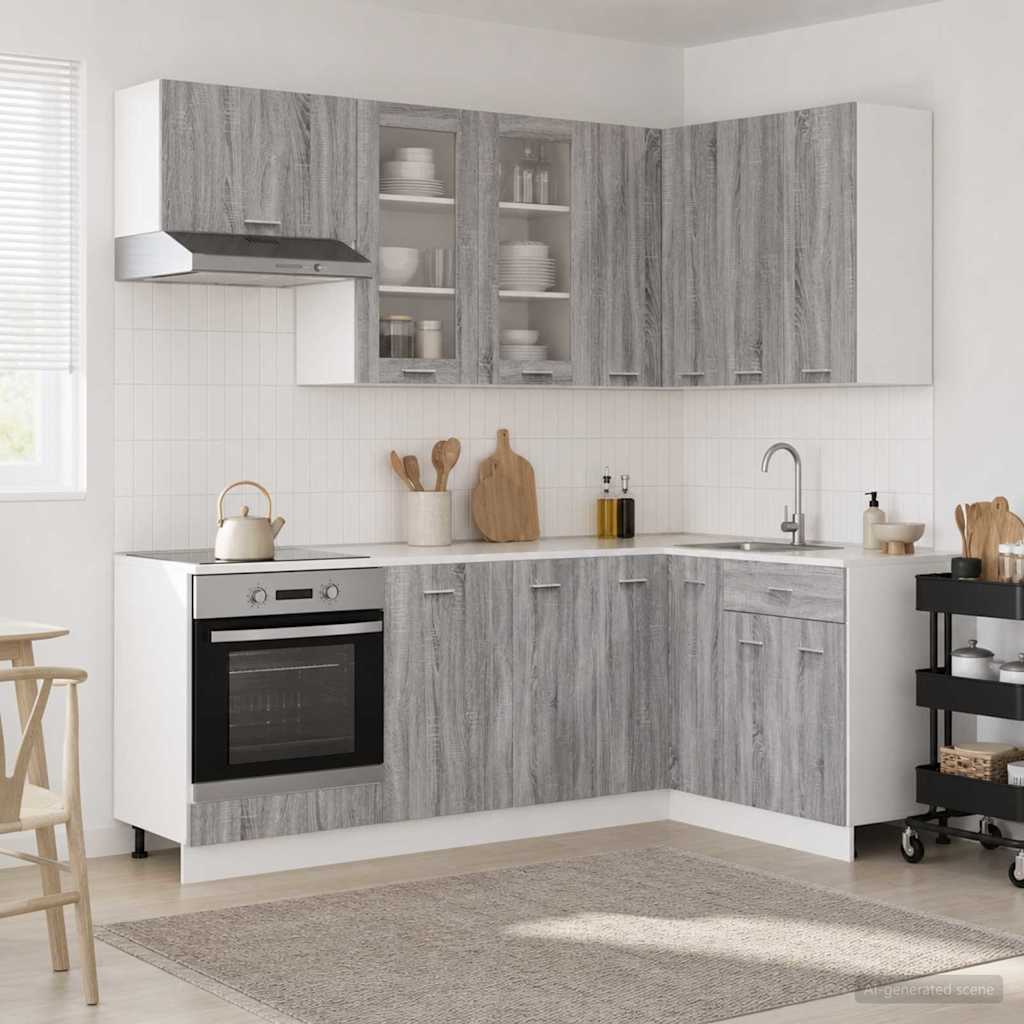 vidaXL Kitchen Unit LYON 8 pcs Grey Sonoma Engineered Wood 1