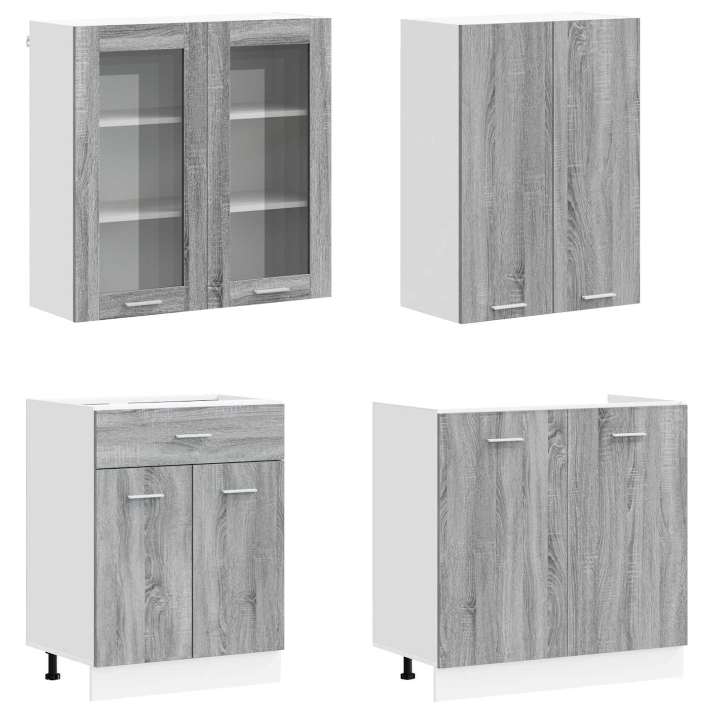 vidaXL Kitchen Unit LYON 8 pcs Grey Sonoma Engineered Wood 3