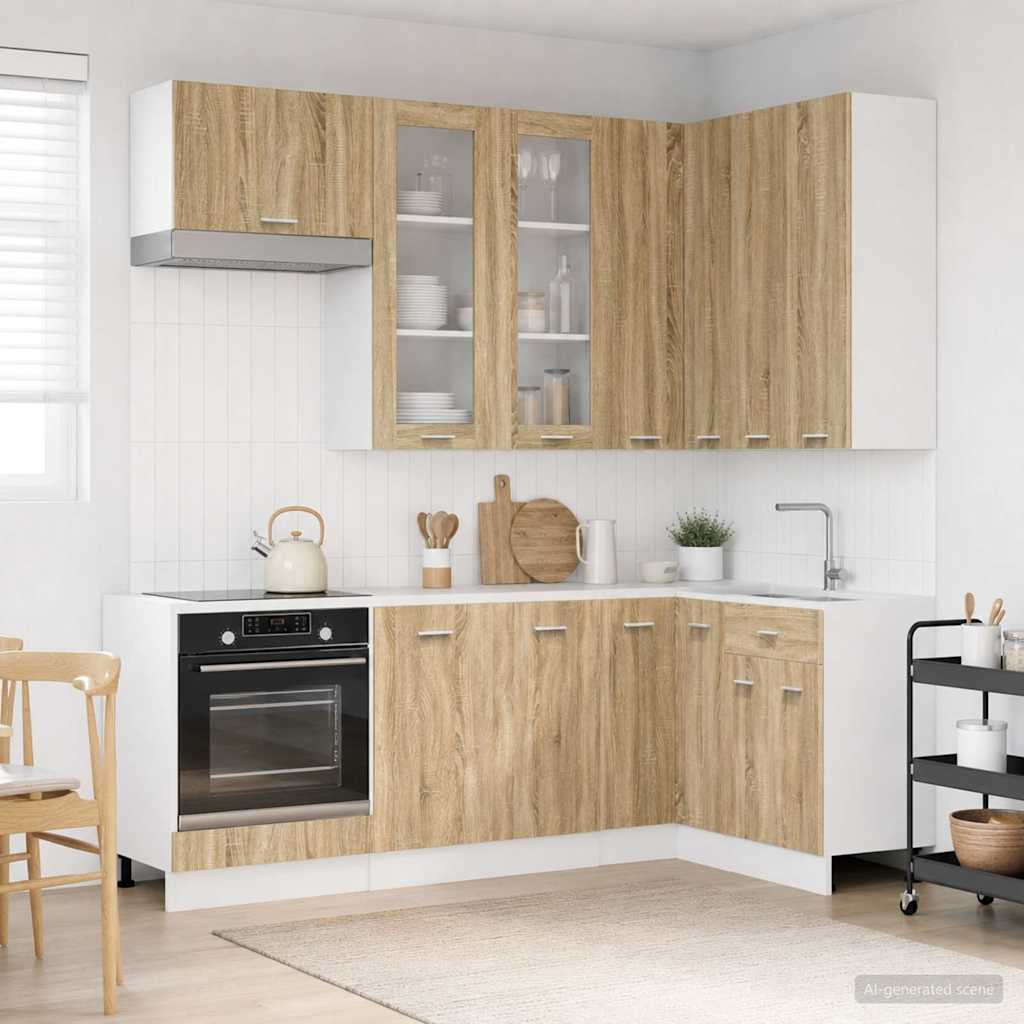 vidaXL Kitchen Unit LYON 8 pcs Sonoma Oak Engineered Wood 1