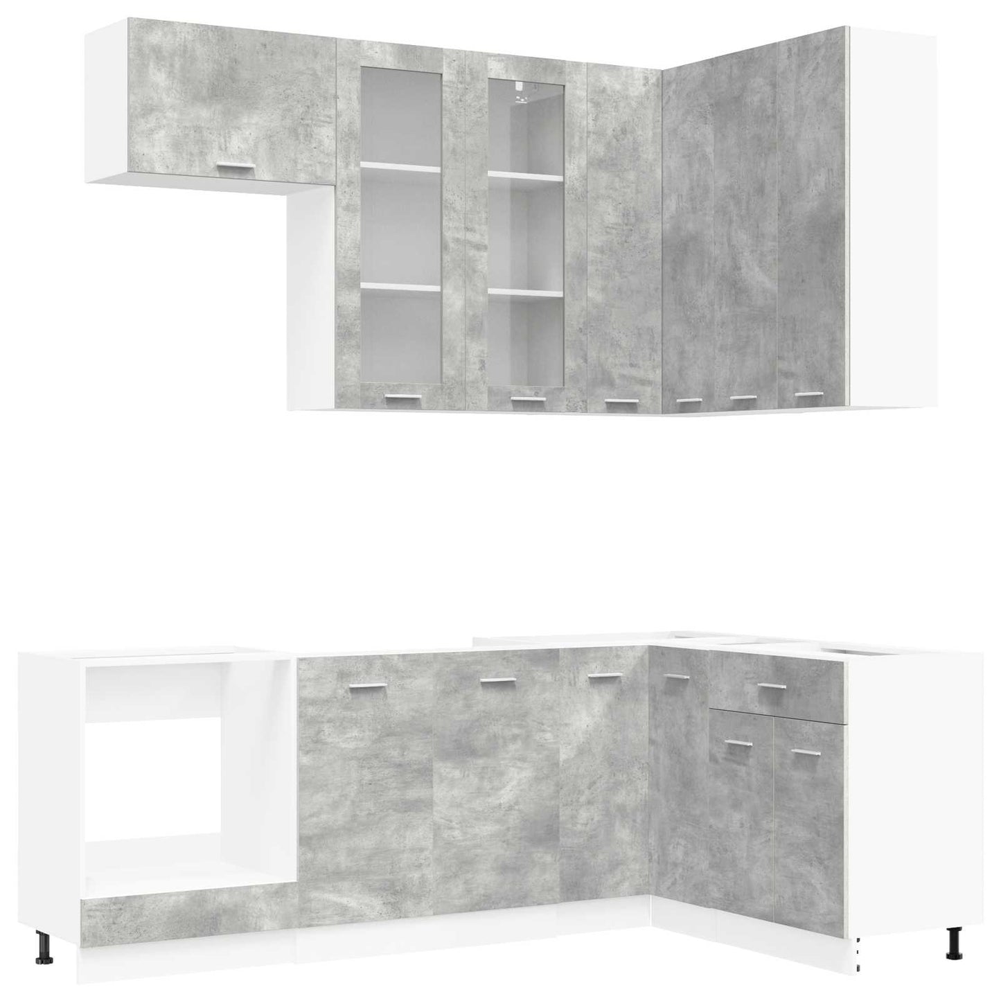 vidaXL Kitchen Unit LYON 8 pcs Concrete Grey Engineered Wood 2