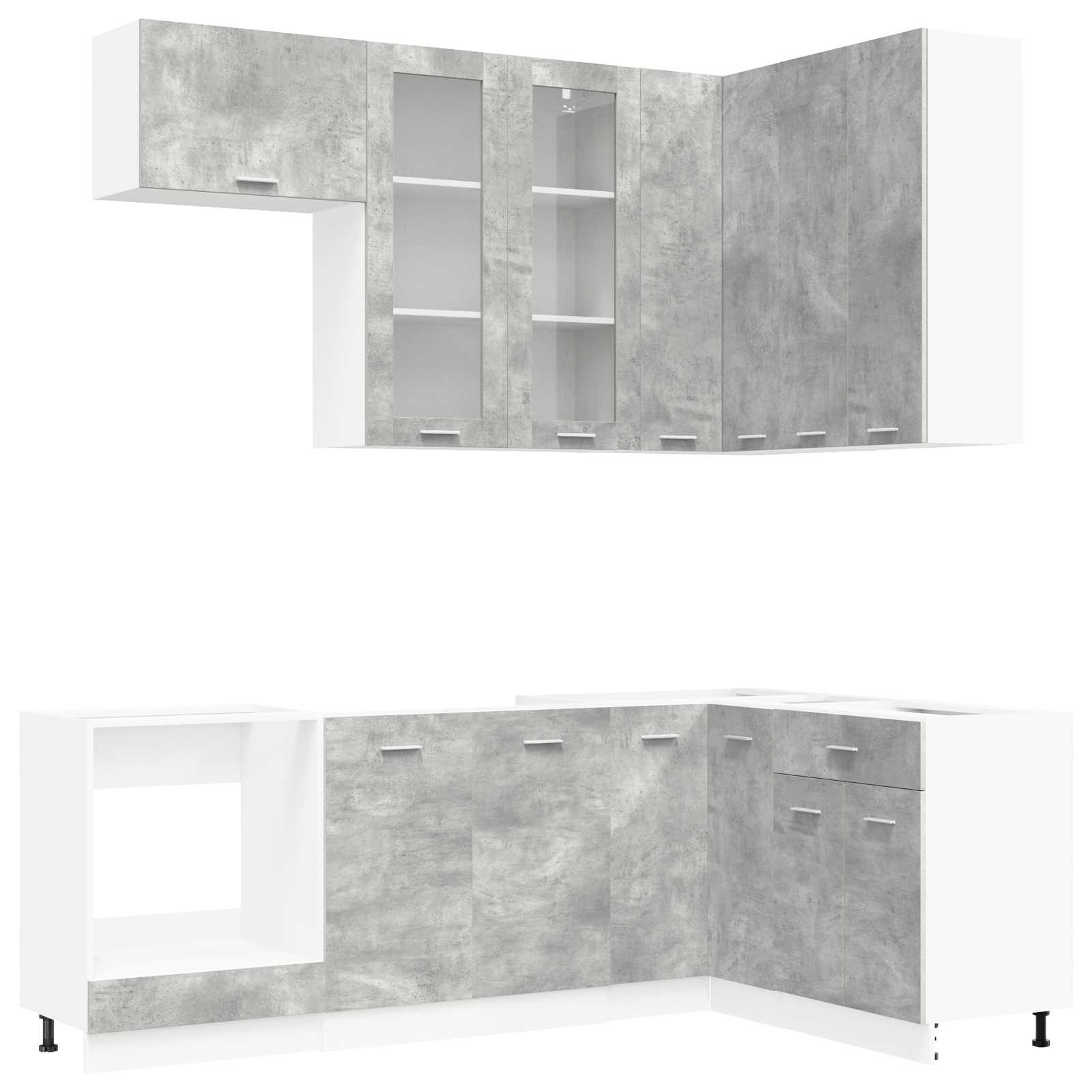vidaXL Kitchen Unit LYON 8 pcs Concrete Grey Engineered Wood 2