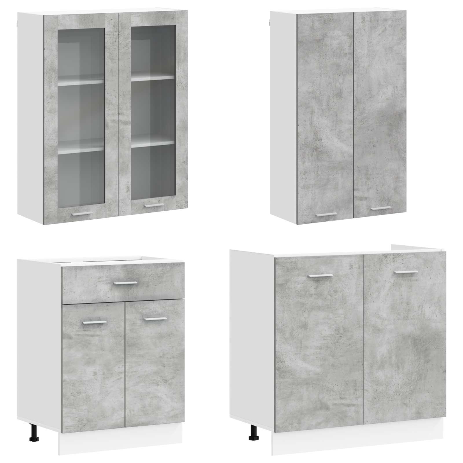 vidaXL Kitchen Unit LYON 8 pcs Concrete Grey Engineered Wood 3