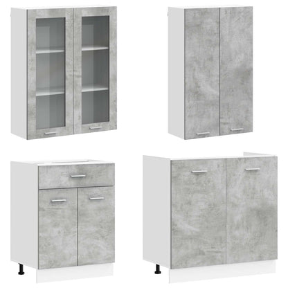 vidaXL Kitchen Unit LYON 8 pcs Concrete Grey Engineered Wood 3