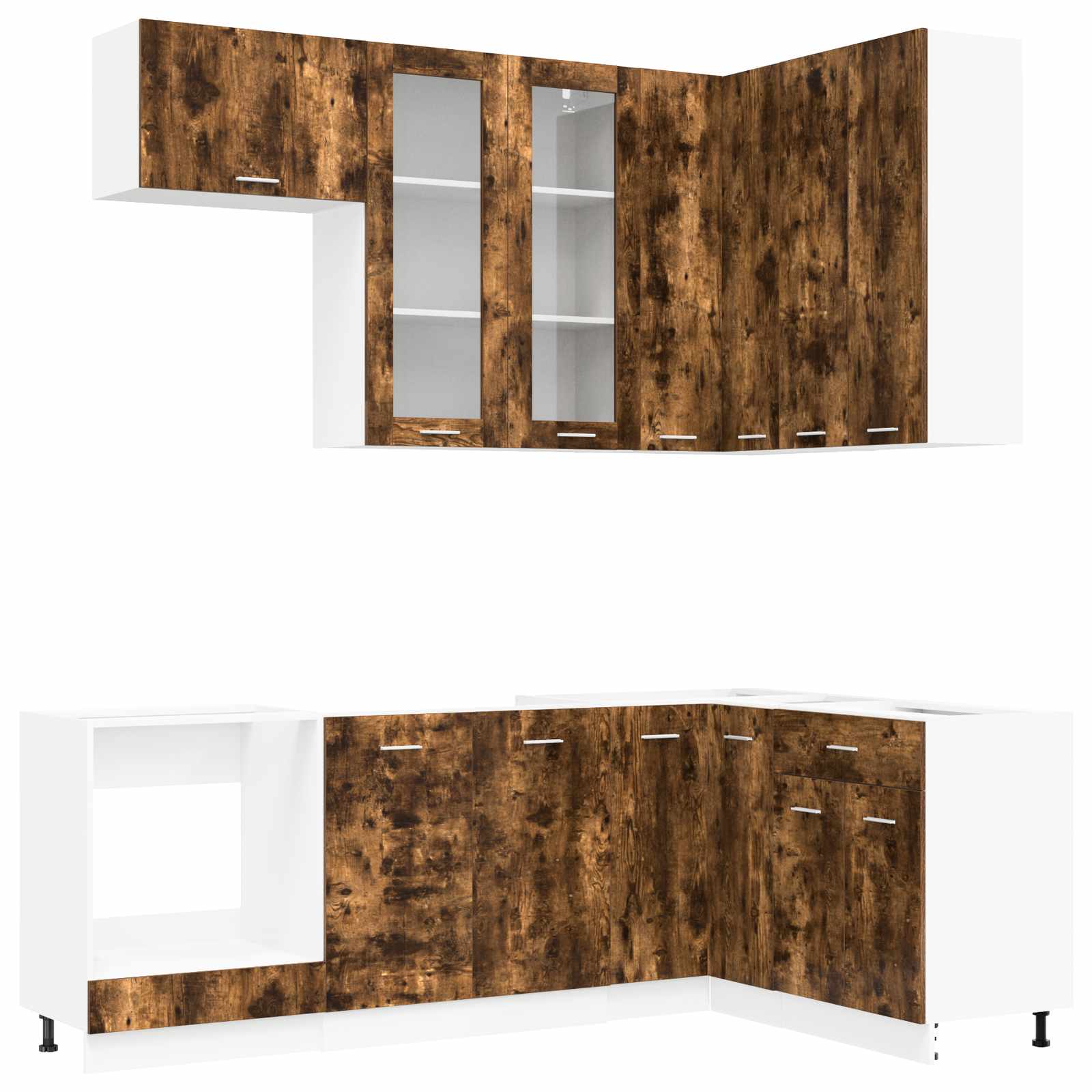 vidaXL Kitchen Unit LYON 8 pcs Smoked Oak Engineered Wood 1