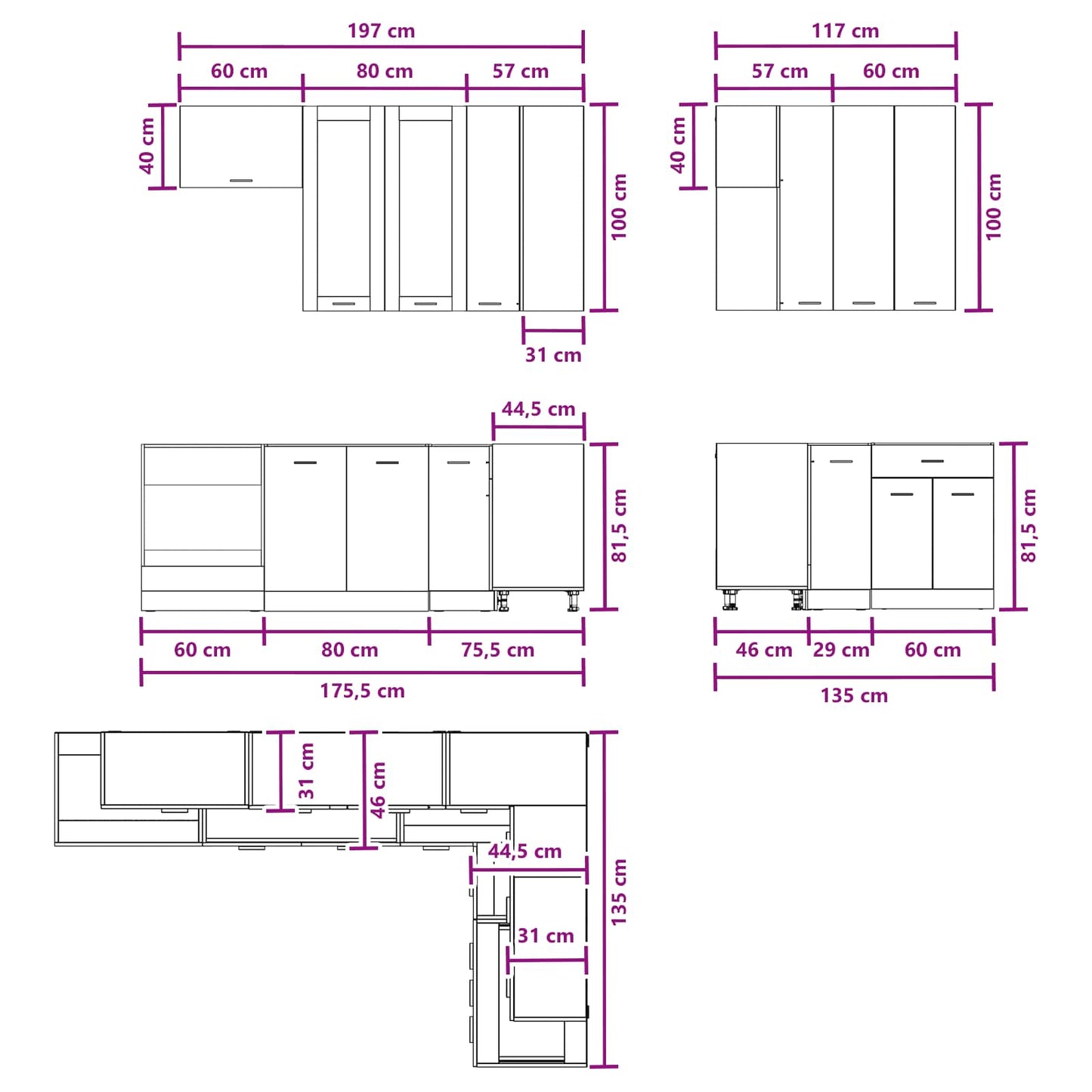 vidaXL Kitchen Unit LYON 8 pcs Smoked Oak Engineered Wood 6