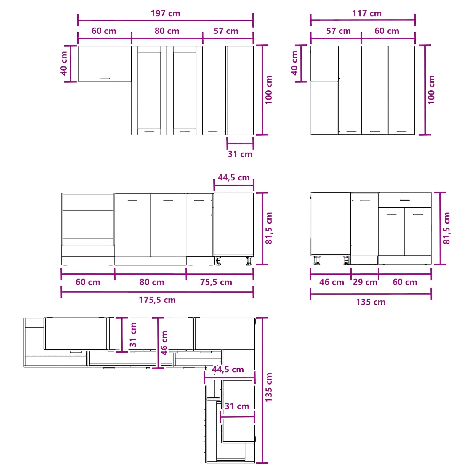 vidaXL Kitchen Unit LYON 8 pcs Smoked Oak Engineered Wood 6