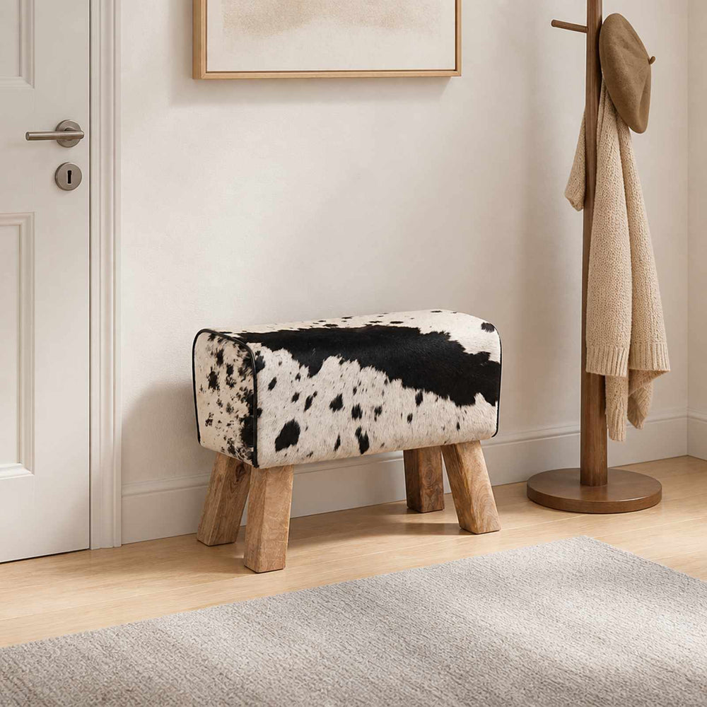 vidaXL Bench 60 x 30 x 45 cm Real Leather