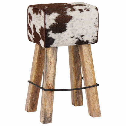 Bar Stool 2 pcs 44 x 33 x 74 cm Real Leather Brown and white
